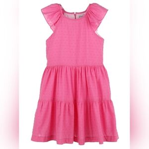 Maria Casero Fuchsia Pink Swiss Dot Flutter Sleeve Dress, Girls size 7